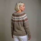 Women's Fair Isle patterned cardigan with long sleeves and button front