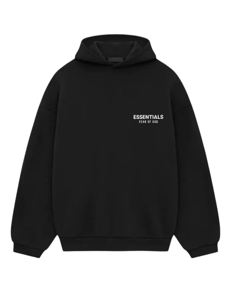 Women's oversized pullover hoodie with hood, long sleeves, ribbed trims and bold text graphic